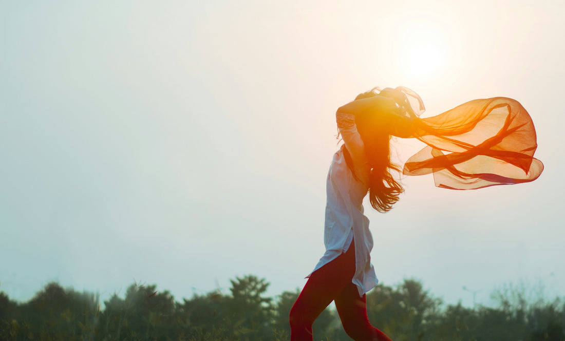Women running freely and experiencing relief due to use of anxiety management resources