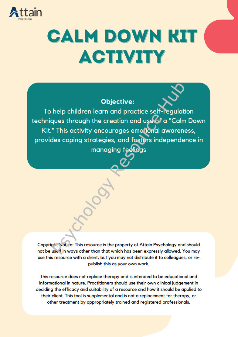 Calm Down Kit Activity