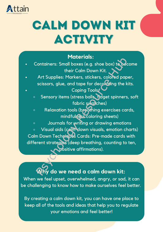 Calm Down Kit Activity