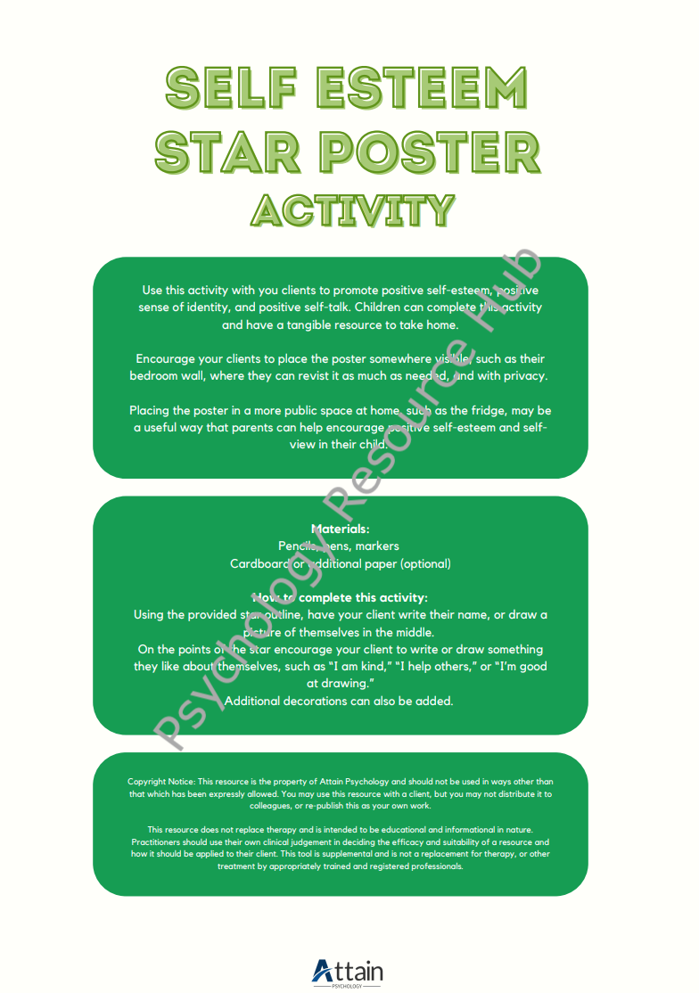 Self Esteem Star Poster Activity