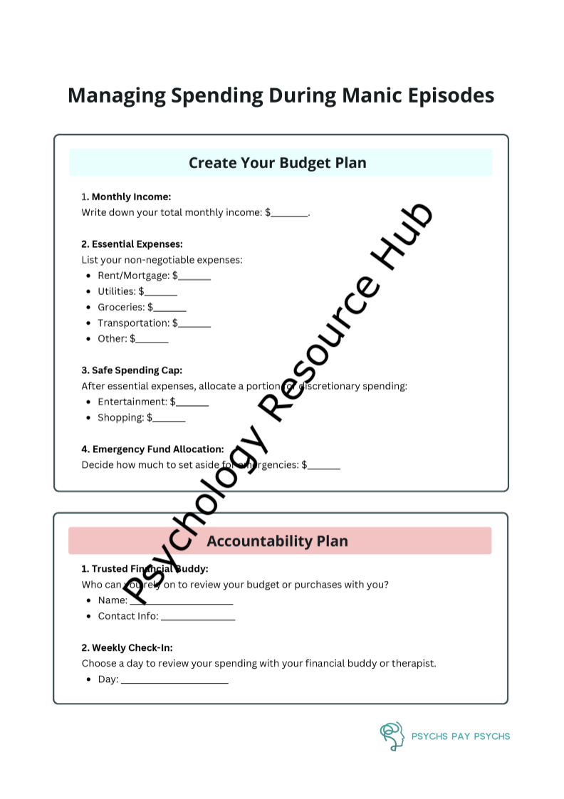 Managing Finances During Manic Episodes - Worksheet