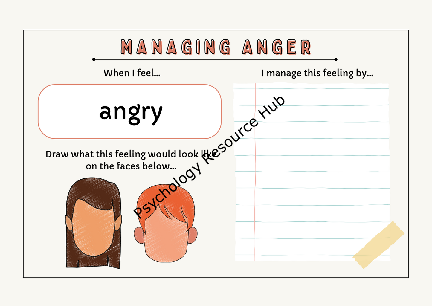 Managing Anger Worksheet for Children