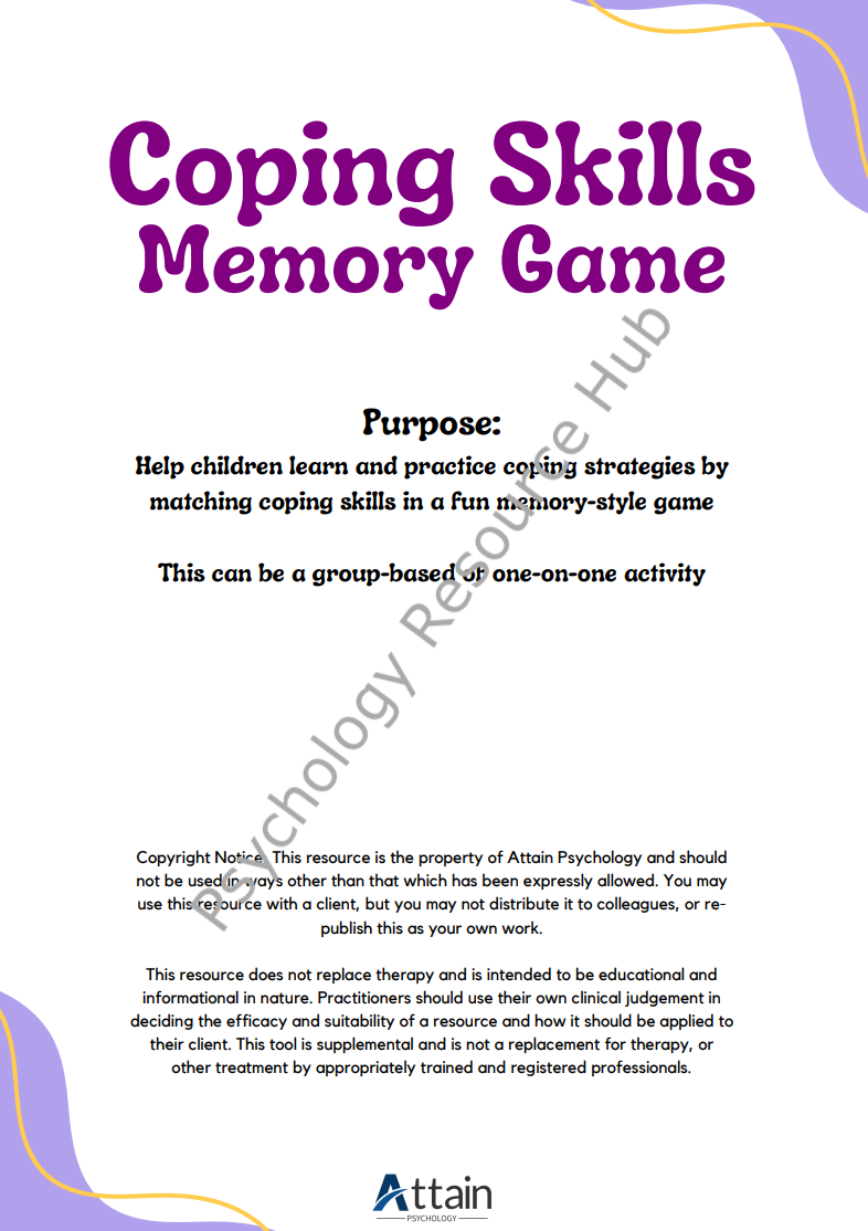 Coping Skills Memory Game
