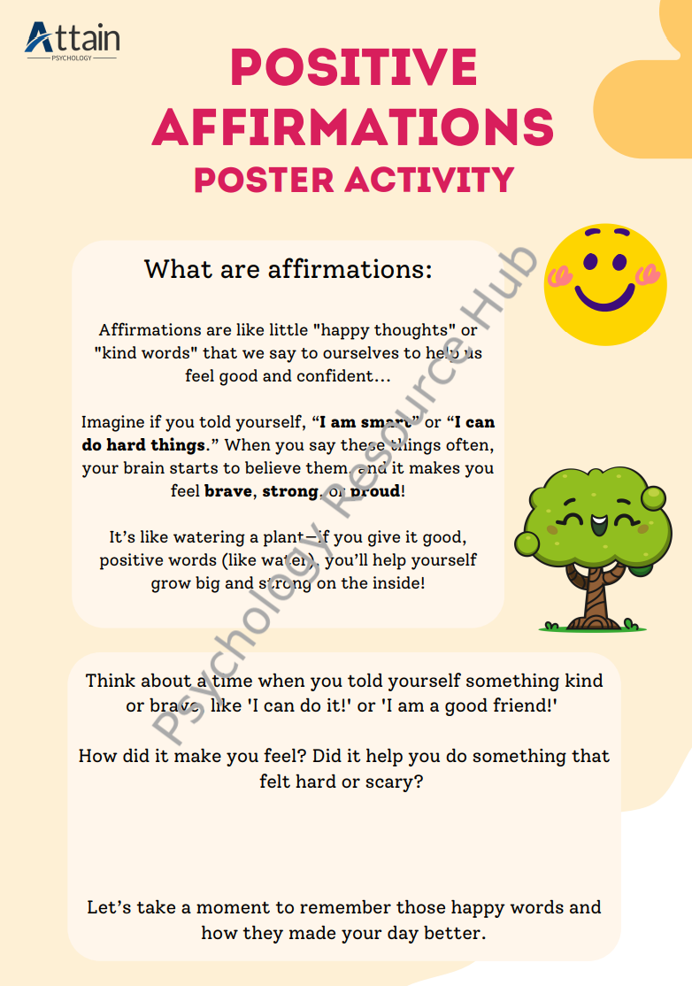 Positive Affirmations Poster Activity for Children