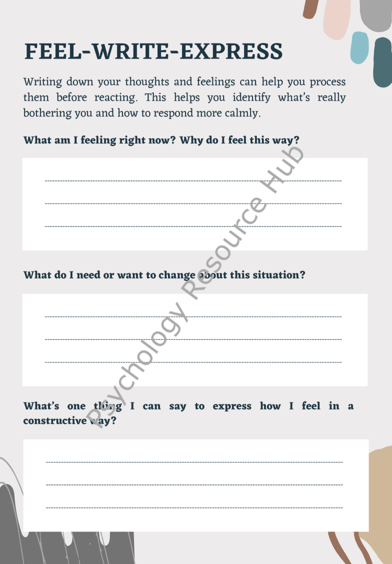Write - Feel - Express Activity Sheets