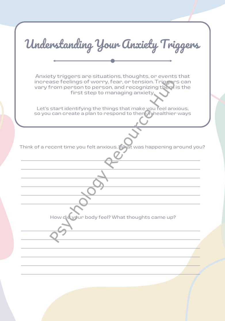 Anxiety Triggers Worksheet