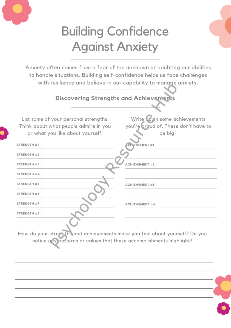 Building Confidence Against Anxiety Worksheet