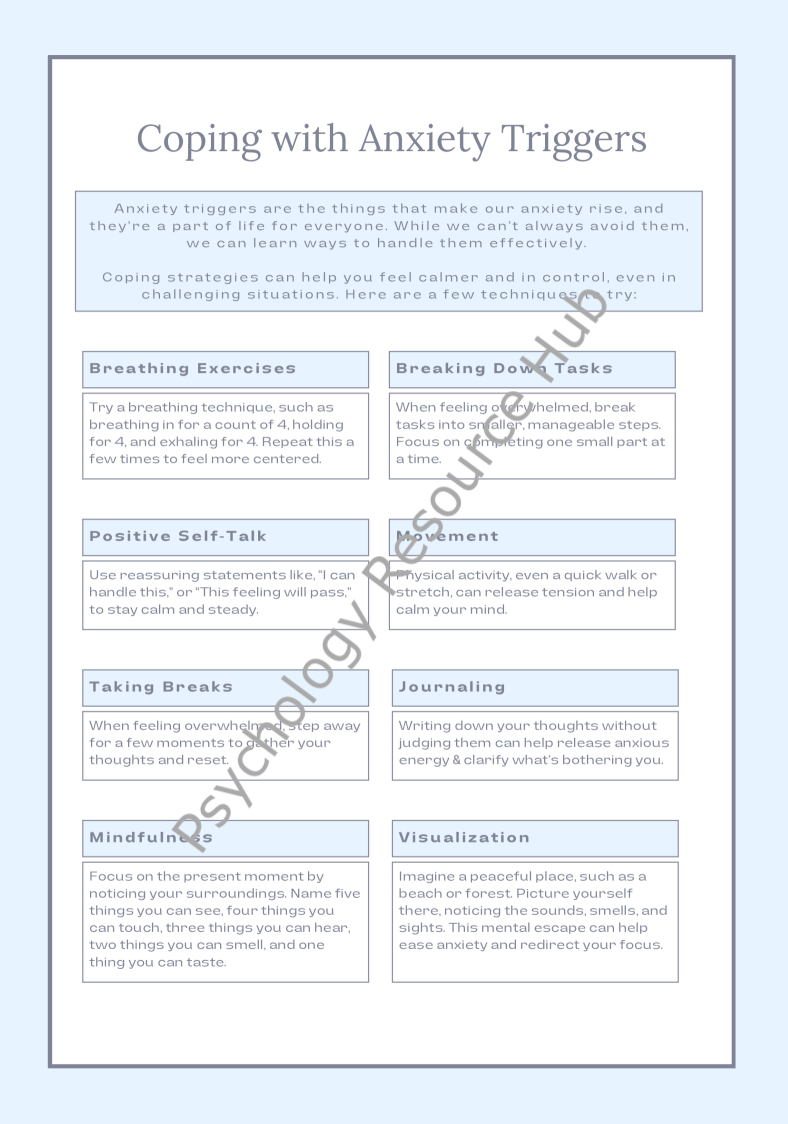 Coping With Anxiety Worksheet