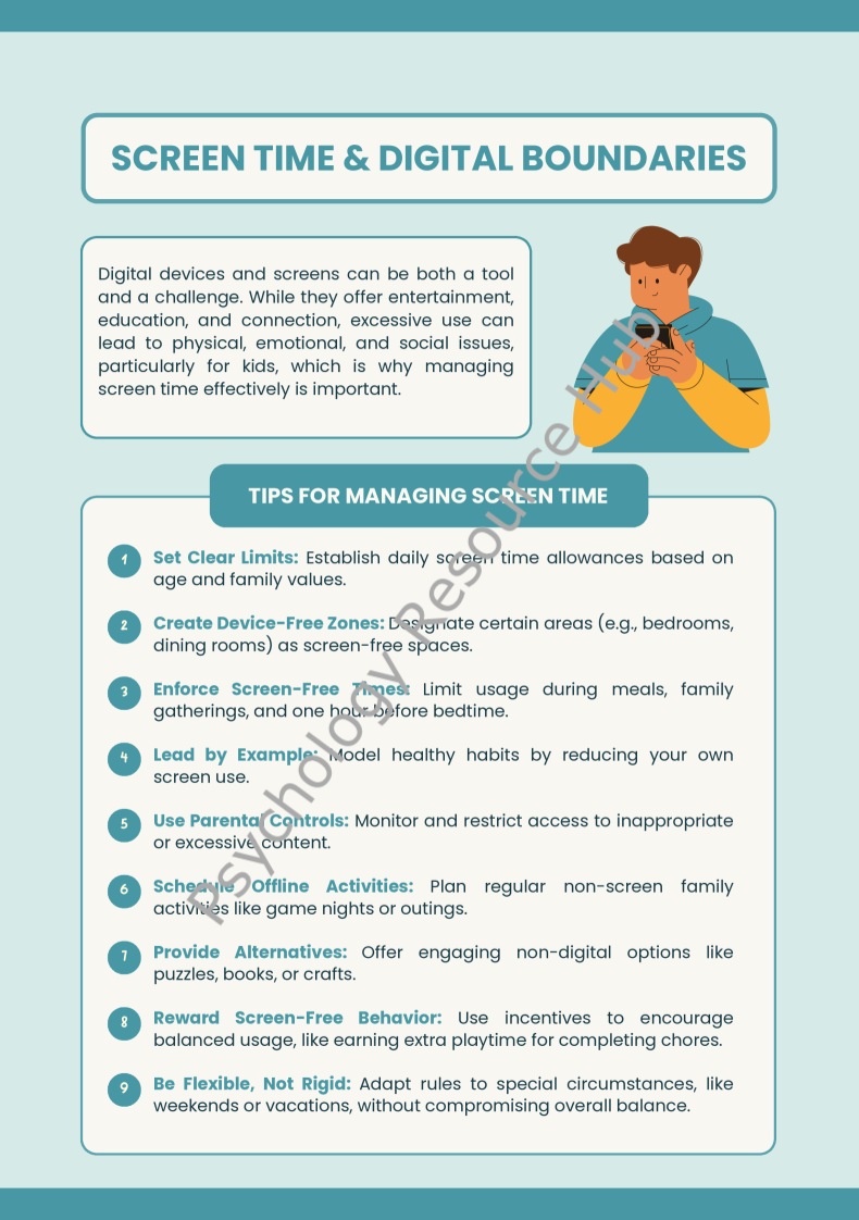 Screen Time and Digital Boundaries Worksheets