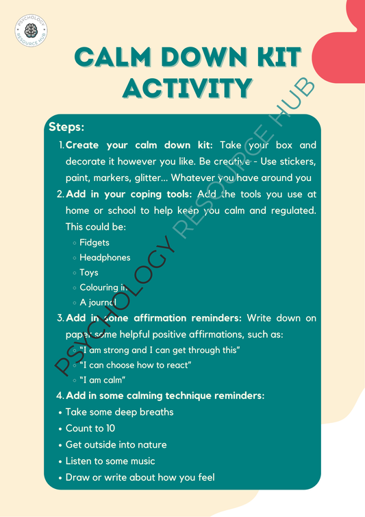 Calm Down Kit Activity
