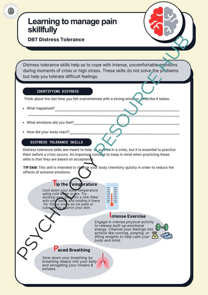 Learning To Manage Pain Skilfully - DBT Worksheet