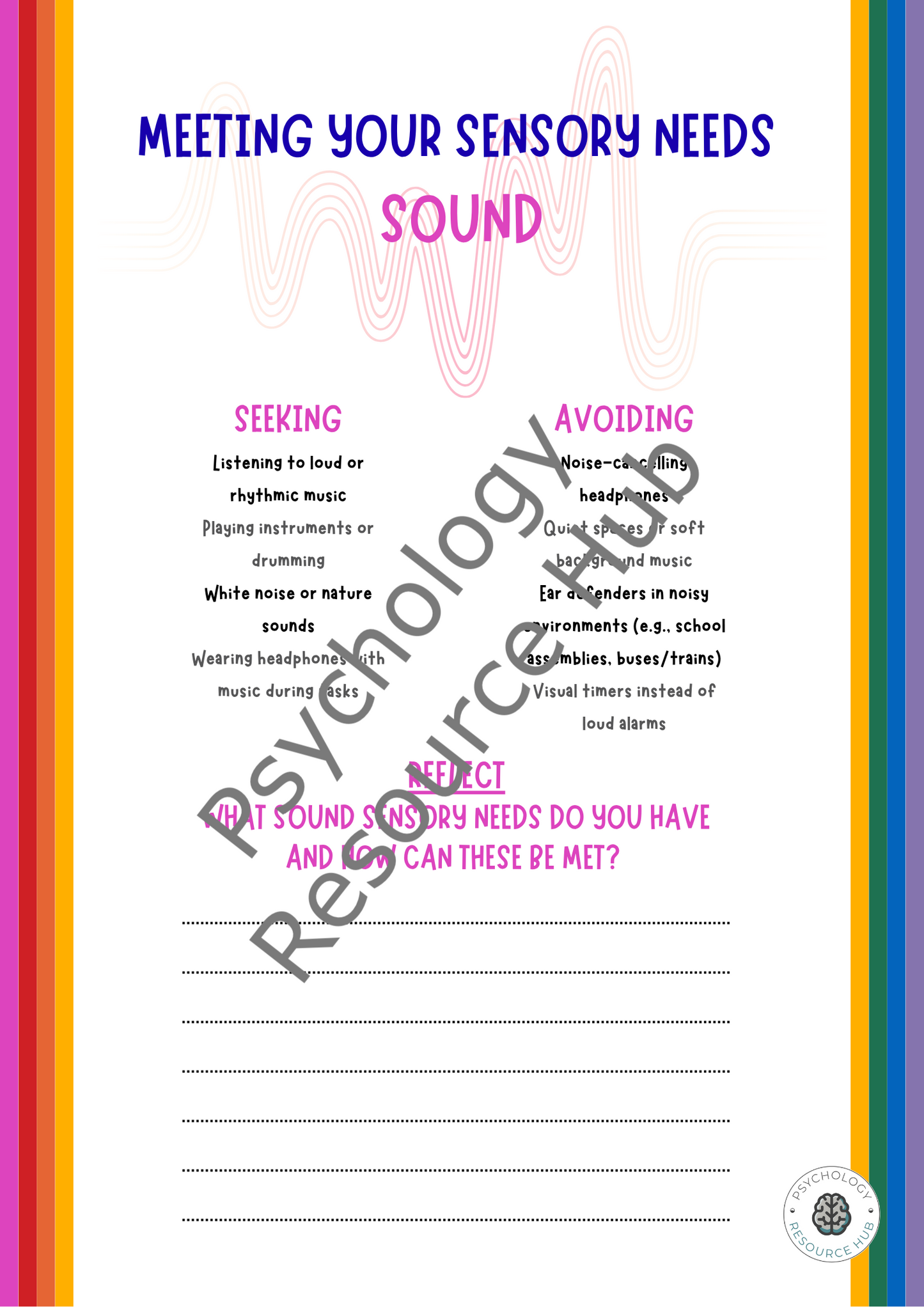 Meeting Sensory Needs - Workbook
