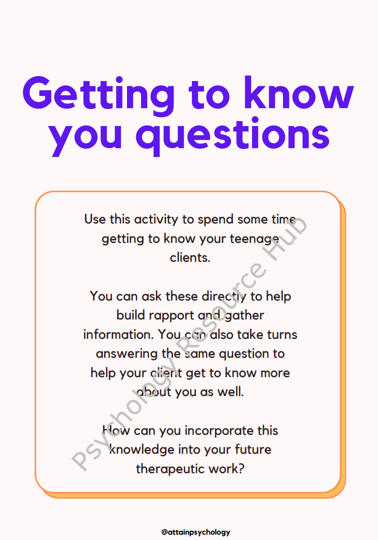 Get To Know You Questions for Teenagers