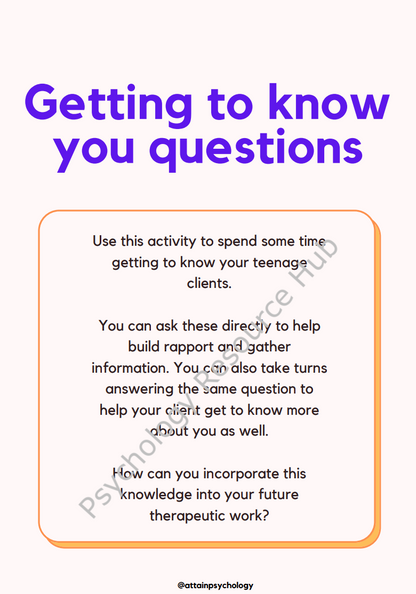 Get To Know You Questions for Teenagers