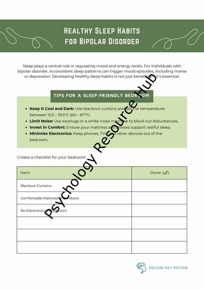 Healthy sleeping habits guide for bipolar disorder with sleep hygiene tips and mood stability strategies.
