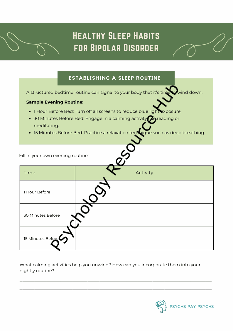 Healthy Sleeping Habits guide for bipolar disorder with sleep routine tips for mood stability and emotional well-being