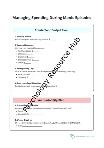 Managing Finances During Manic Episodes - Worksheet
