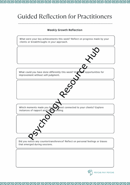 This Guided Reflection for Practitioners worksheet has daily prompts to enhance therapeutic practice and self-awareness