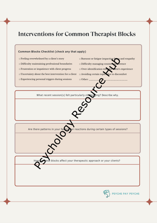 Interventions for Common Therapist Blocks