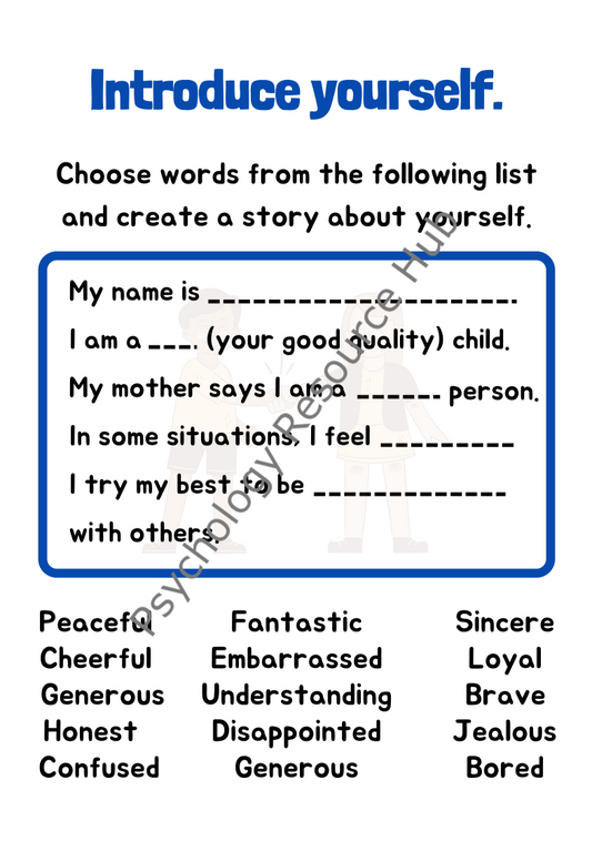 Introduce Yourself Worksheet for Children