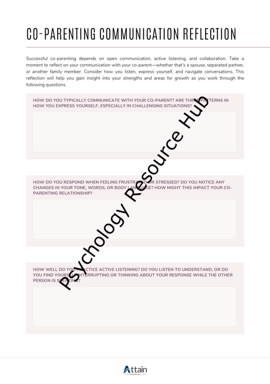 Co-parenting Communication Reflection Worksheets