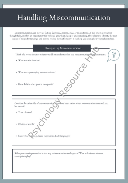 Handling Miscommunication Worksheets