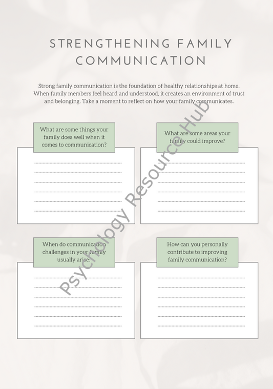 Strengthening Family Connections Worksheet