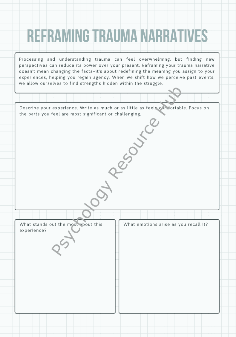 Reframing Trauma Narratives Worksheet for Healing and Empowerment ...