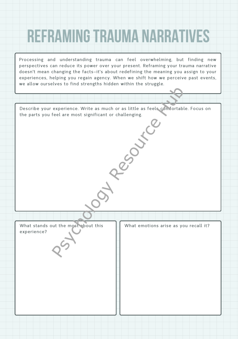 Reframing Trauma Narratives Worksheet