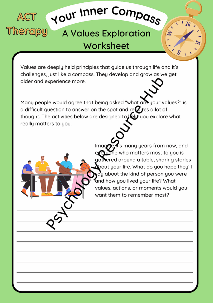 Values Compass Wheel Worksheet.pdf Inner Compass: Your ACT Values Exploration Worksheet Guide – Psychology ...