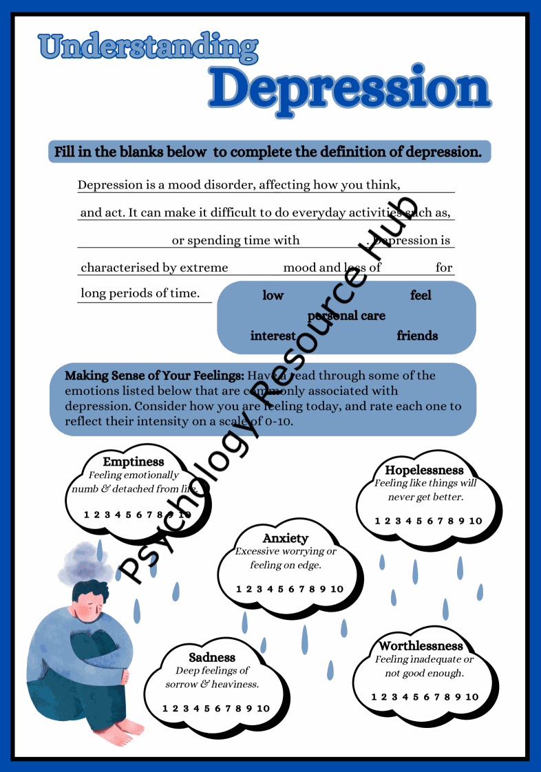 Understanding Depression Worksheet for Mental Health Support ...
