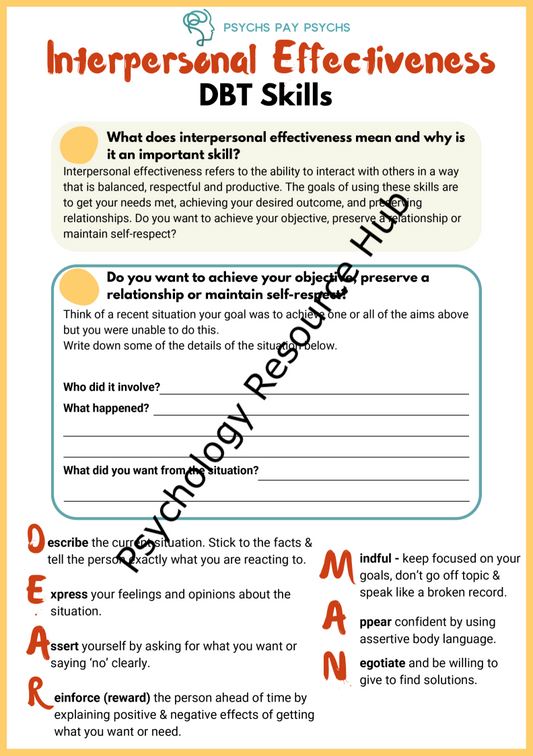 Interpersonal Effectiveness - DBT Skills Worksheet