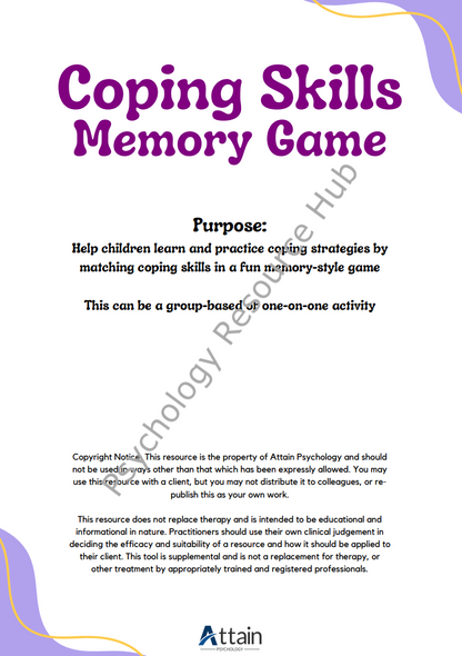 Coping Skills Memory Game