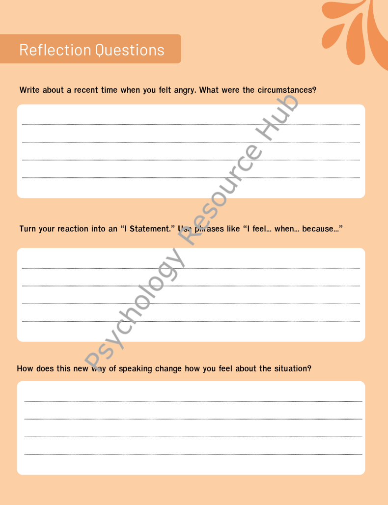'I Statements' Activity Sheets