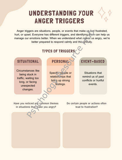 Understanding Your Anger Triggers Worksheet