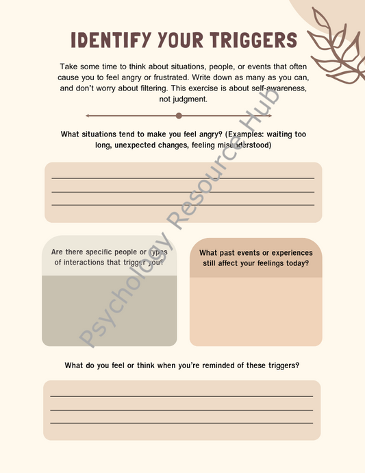 Understanding Your Anger Triggers Worksheet