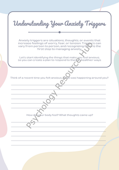 Anxiety Triggers Worksheet