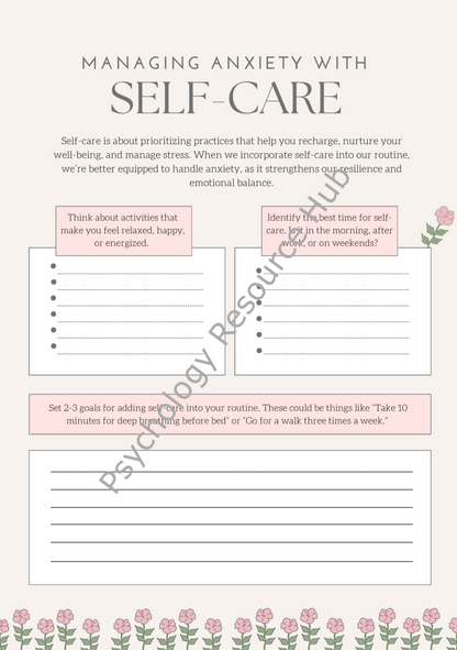 Managing Anxiety with Self-Care Activity Sheets