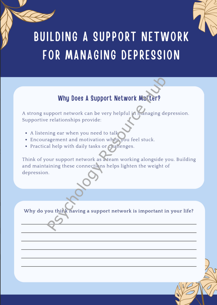 Support Network Activity Building a Support Network | Mental Health Worksheet – Psychology ...