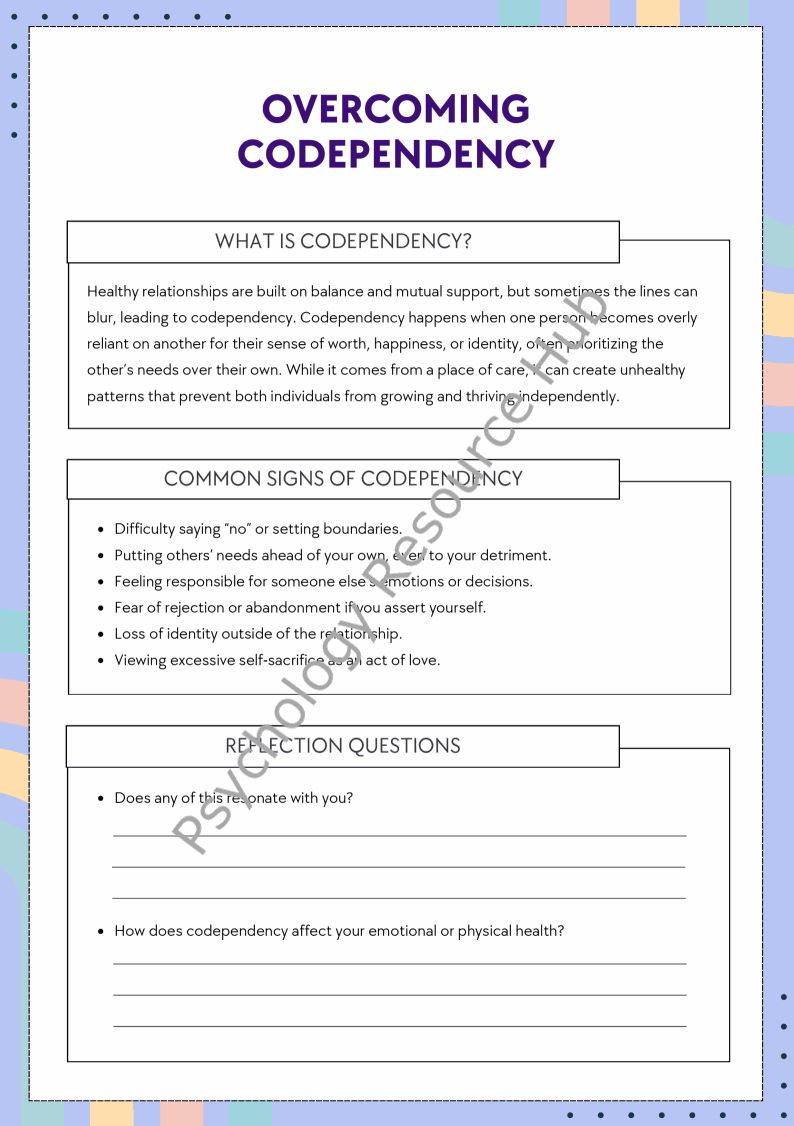 12 Step Codependency Worksheets.pdf Overcoming Codependency Worksheets for Building Healthy Relationships ...