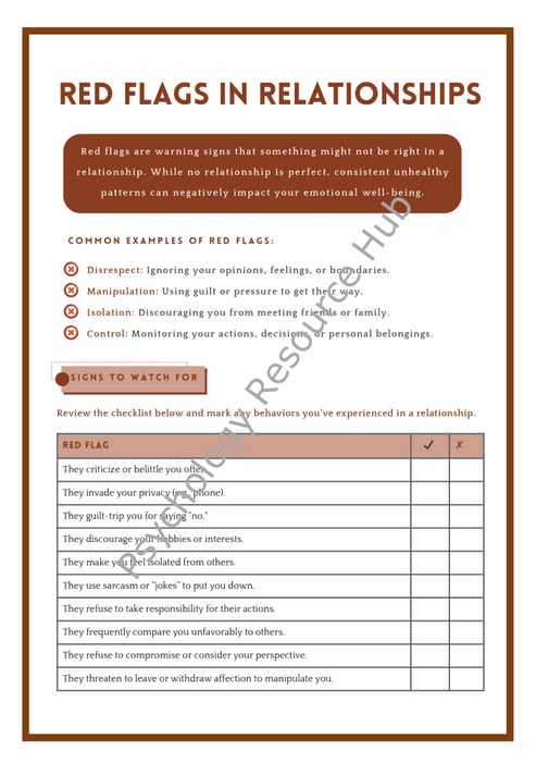 Red Flags in Relationships - Worksheet to Identify Healthy Boundaries ...