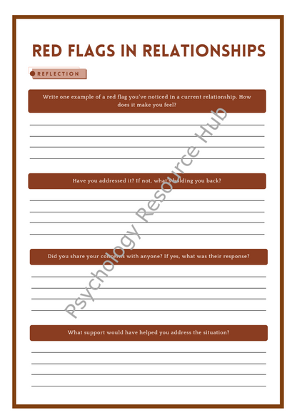 Red Flags in Relationships Worksheet
