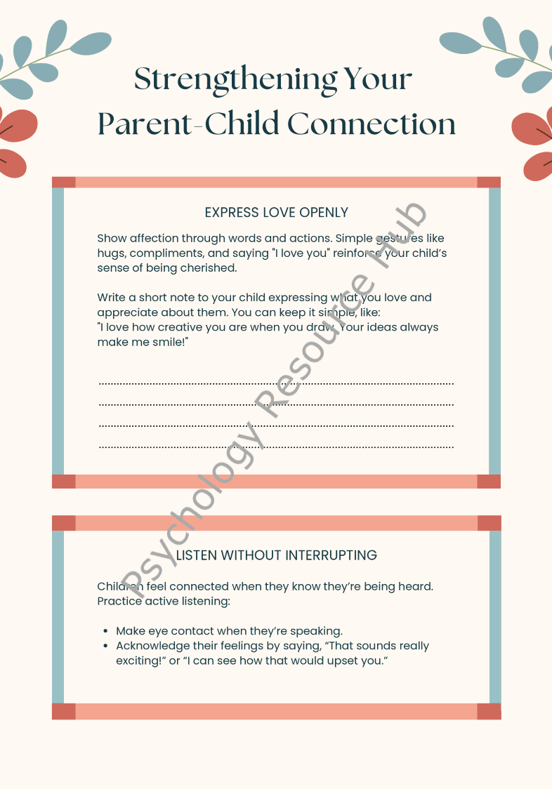 Parent-child connection guide focusing on open love, active listening, and building emotional closeness between parents and children.
